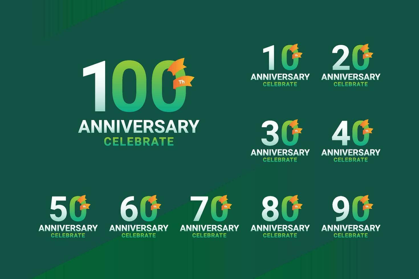Anniversary Set Number Ribbon Design vector