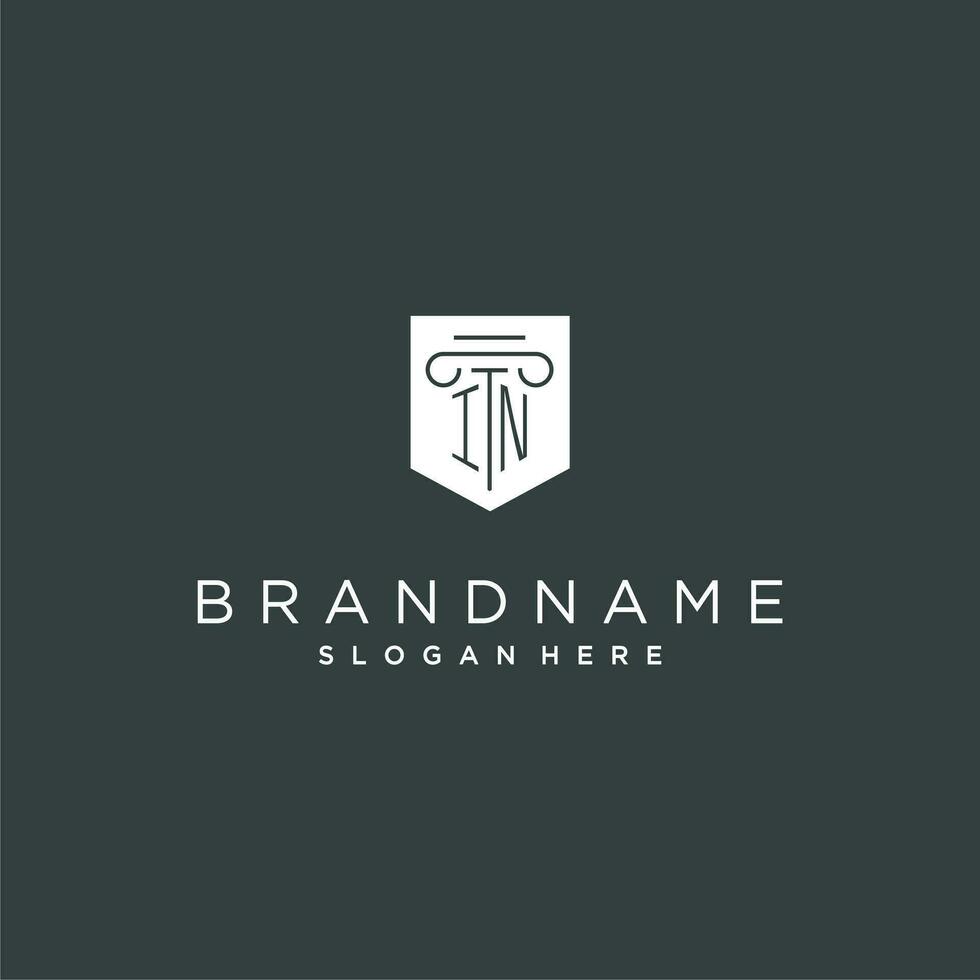 en monograma con pilar y proteger logo diseño, lujo y elegante logo para legal firma vector