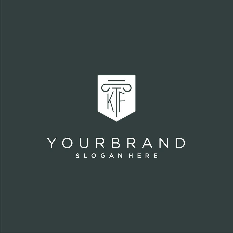KF monogram with pillar and shield logo design, luxury and elegant logo for legal firm vector
