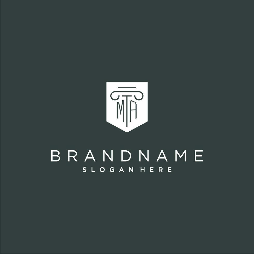 mamá monograma con pilar y proteger logo diseño, lujo y elegante logo para legal firma vector