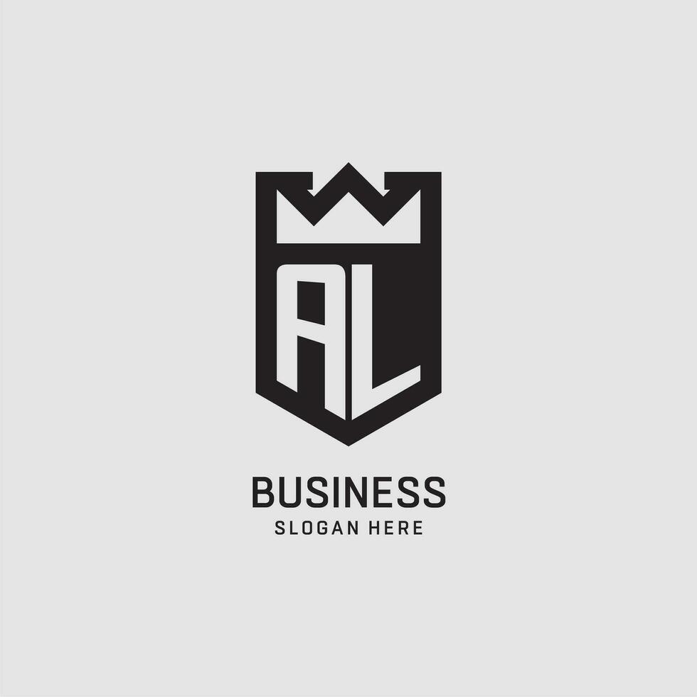 Initial AL logo shield shape, creative esport logo design vector