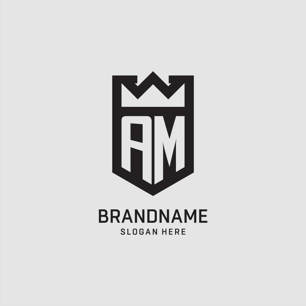Initial AM logo shield shape, creative esport logo design vector