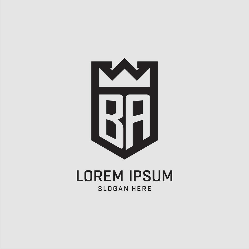Initial BA logo shield shape, creative esport logo design vector