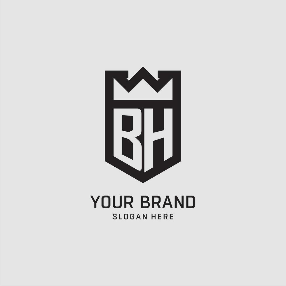 Initial BH logo shield shape, creative esport logo design vector