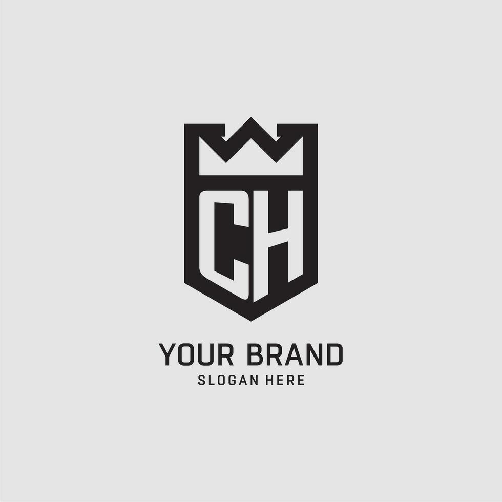 Initial CH logo shield shape, creative esport logo design vector