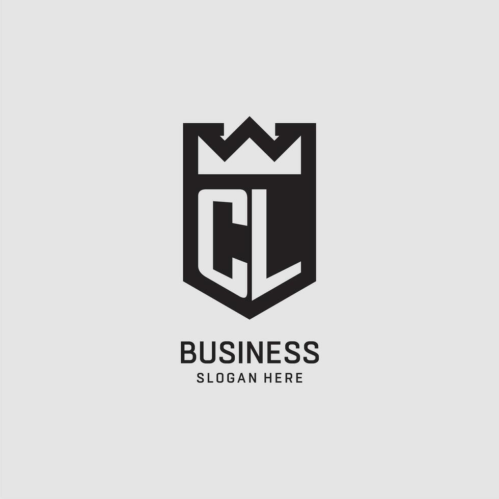 Initial CL logo shield shape, creative esport logo design vector