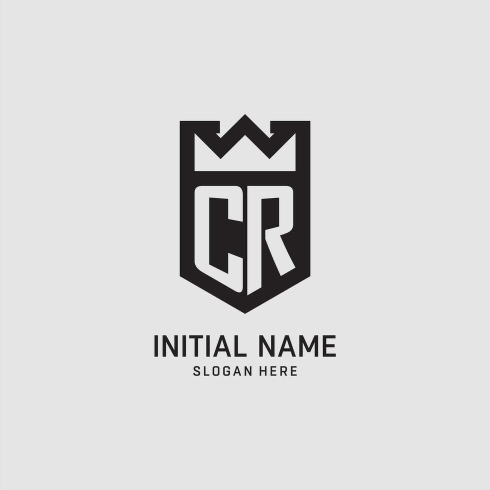 Initial CR logo shield shape, creative esport logo design vector