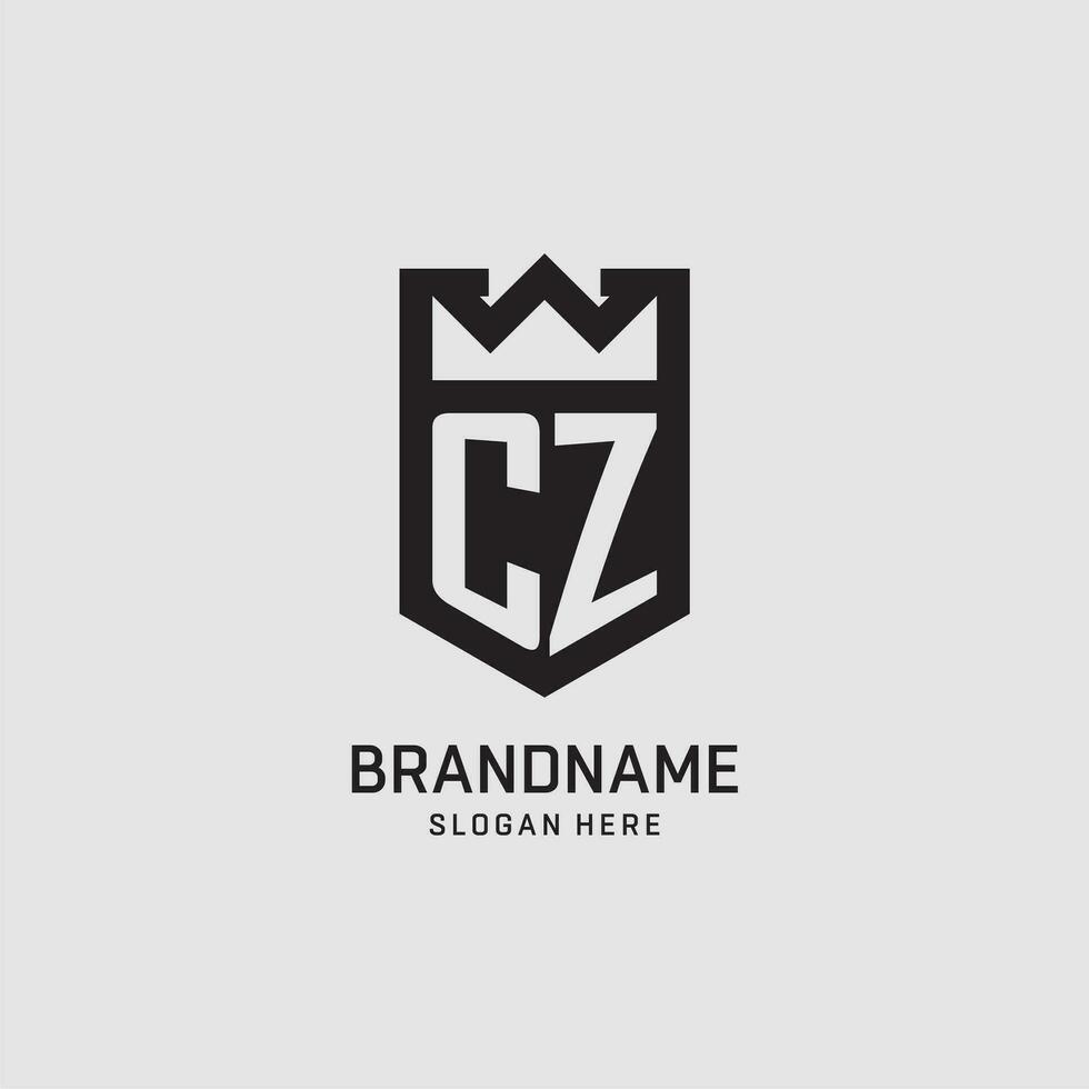 Initial CZ logo shield shape, creative esport logo design vector