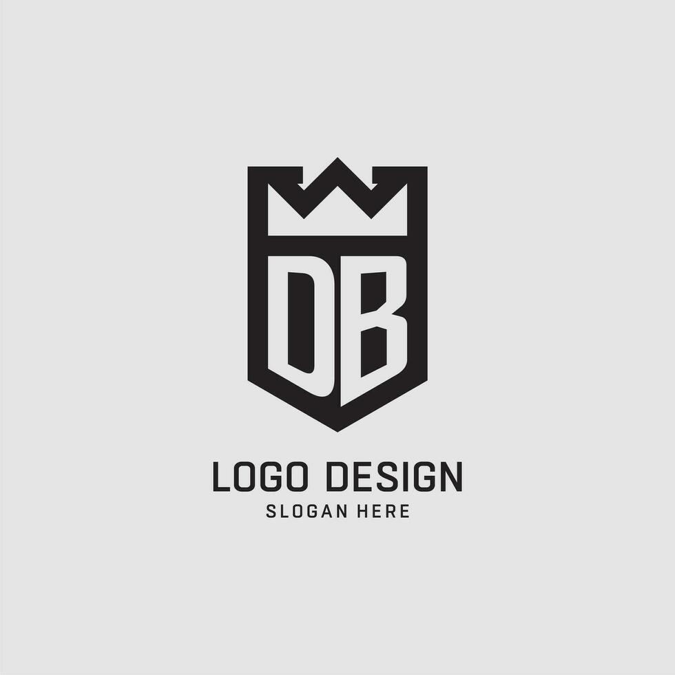 Initial DB logo shield shape, creative esport logo design vector
