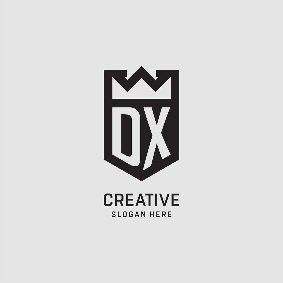 Initial DX logo shield shape, creative esport logo design vector