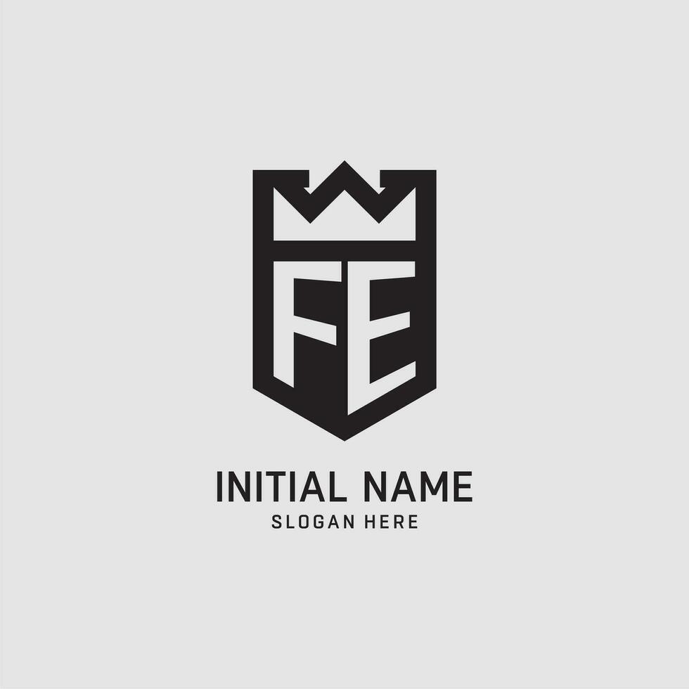 Initial FE logo shield shape, creative esport logo design vector