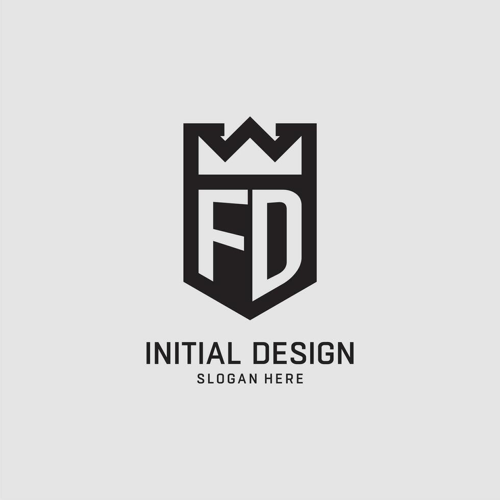 Initial FD logo shield shape, creative esport logo design vector