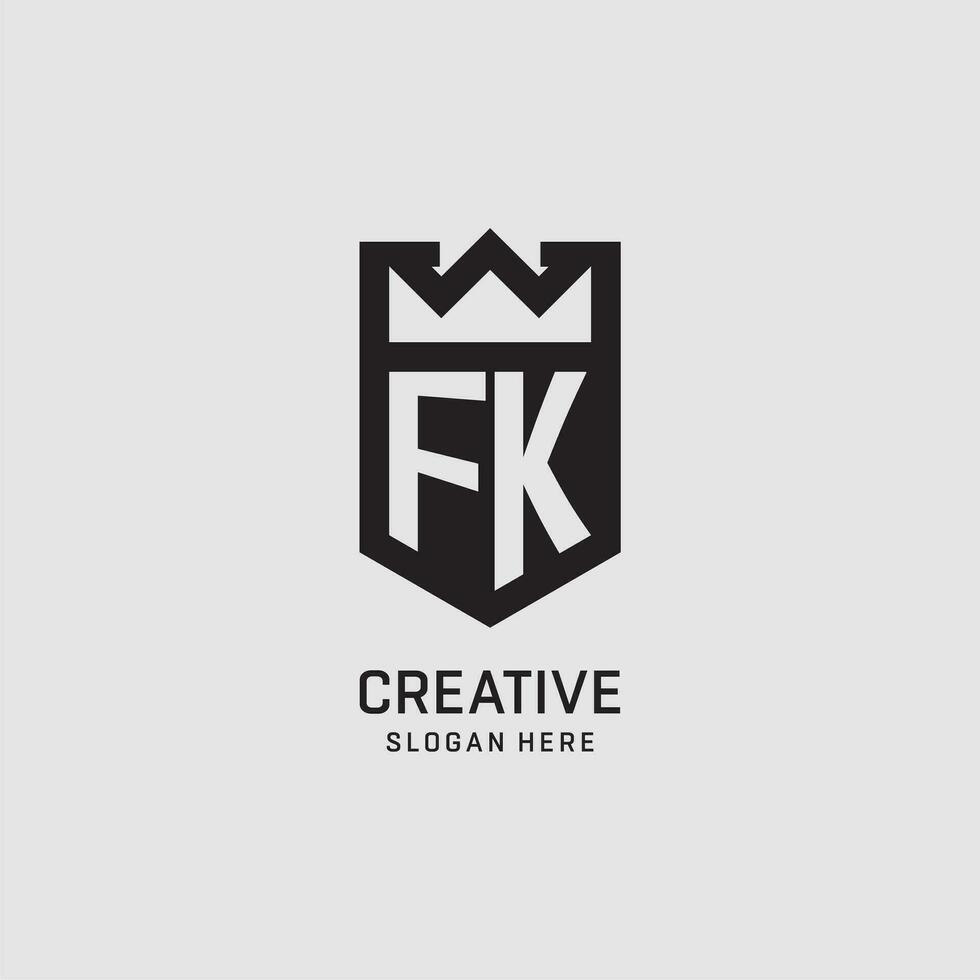 Initial FK logo shield shape, creative esport logo design vector