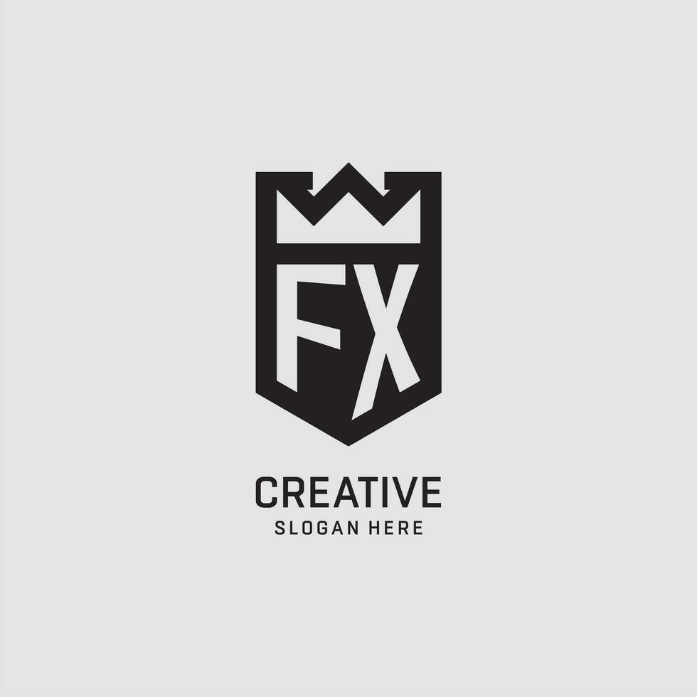 Initial FX logo shield shape, creative esport logo design vector