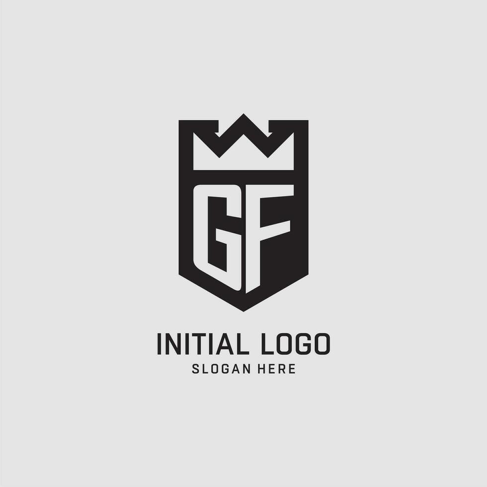 Initial GF logo shield shape, creative esport logo design vector