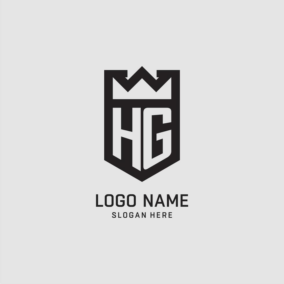 Initial HG logo shield shape, creative esport logo design vector