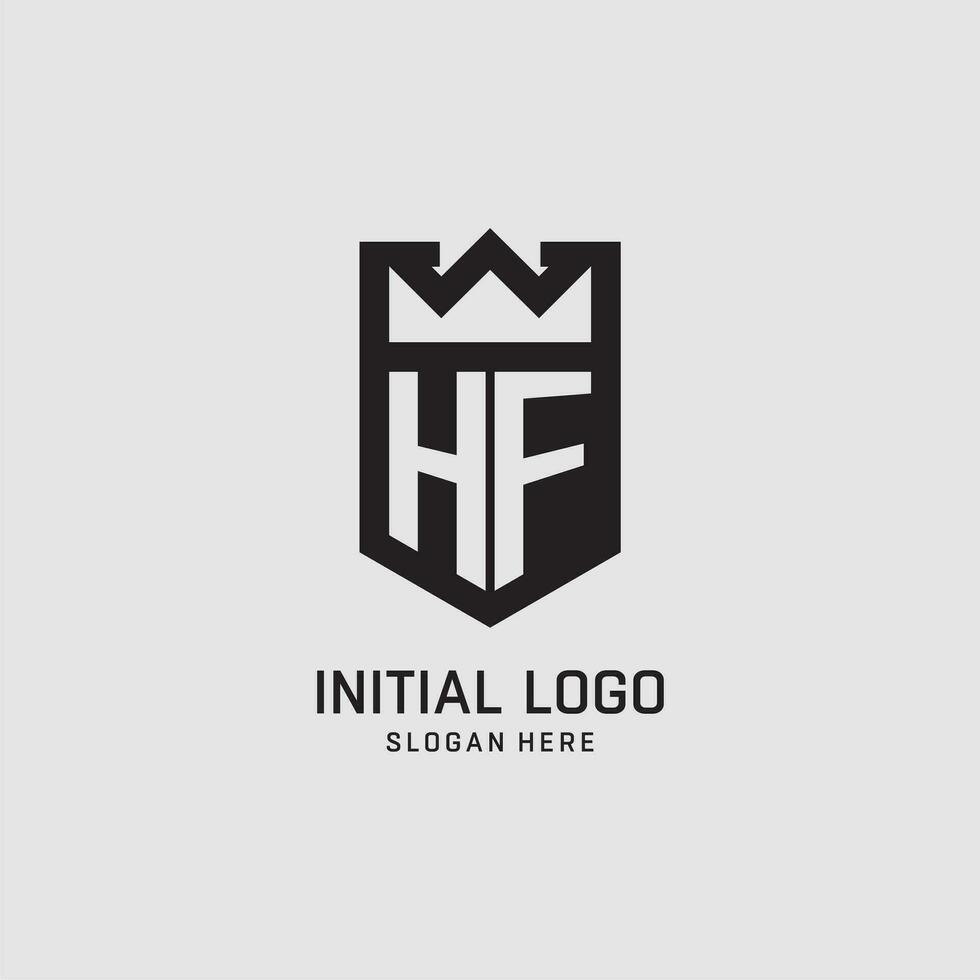 Initial HF logo shield shape, creative esport logo design vector