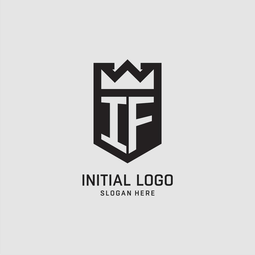 Initial IF logo shield shape, creative esport logo design vector