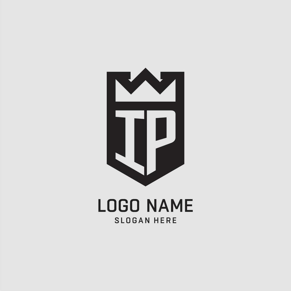 Initial IP logo shield shape, creative esport logo design vector