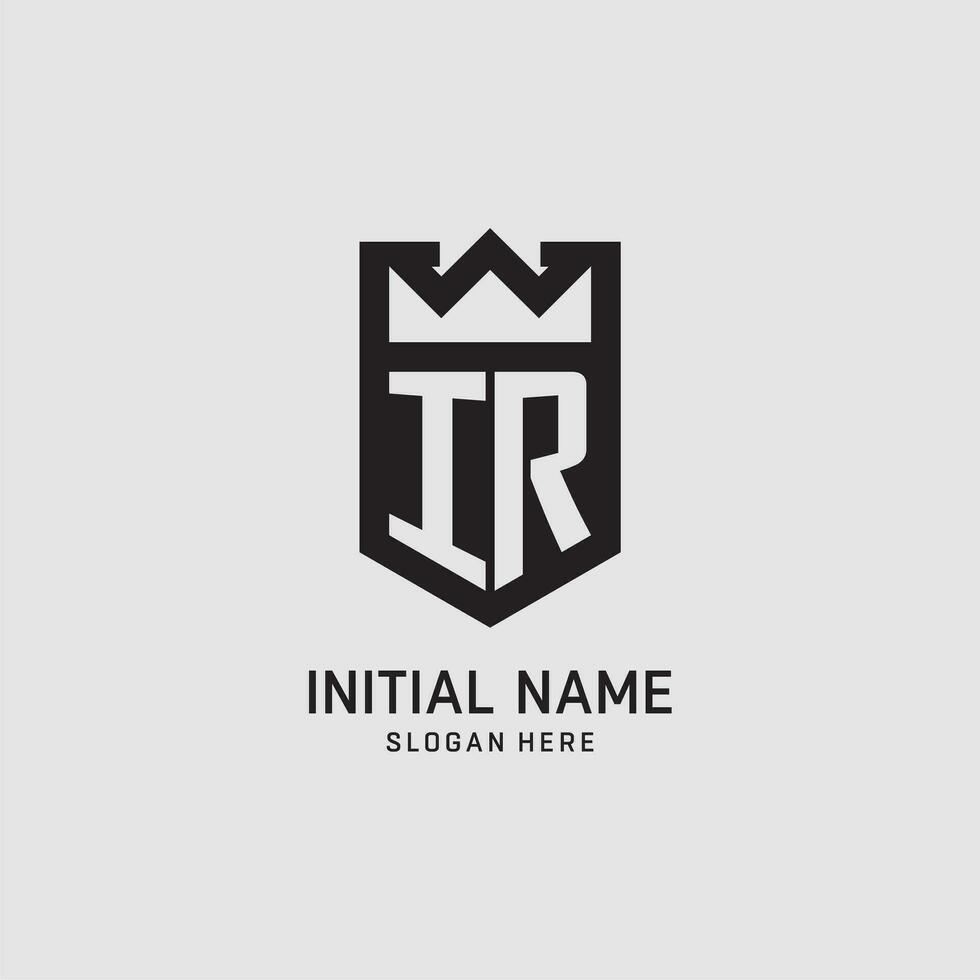 Initial IR logo shield shape, creative esport logo design vector