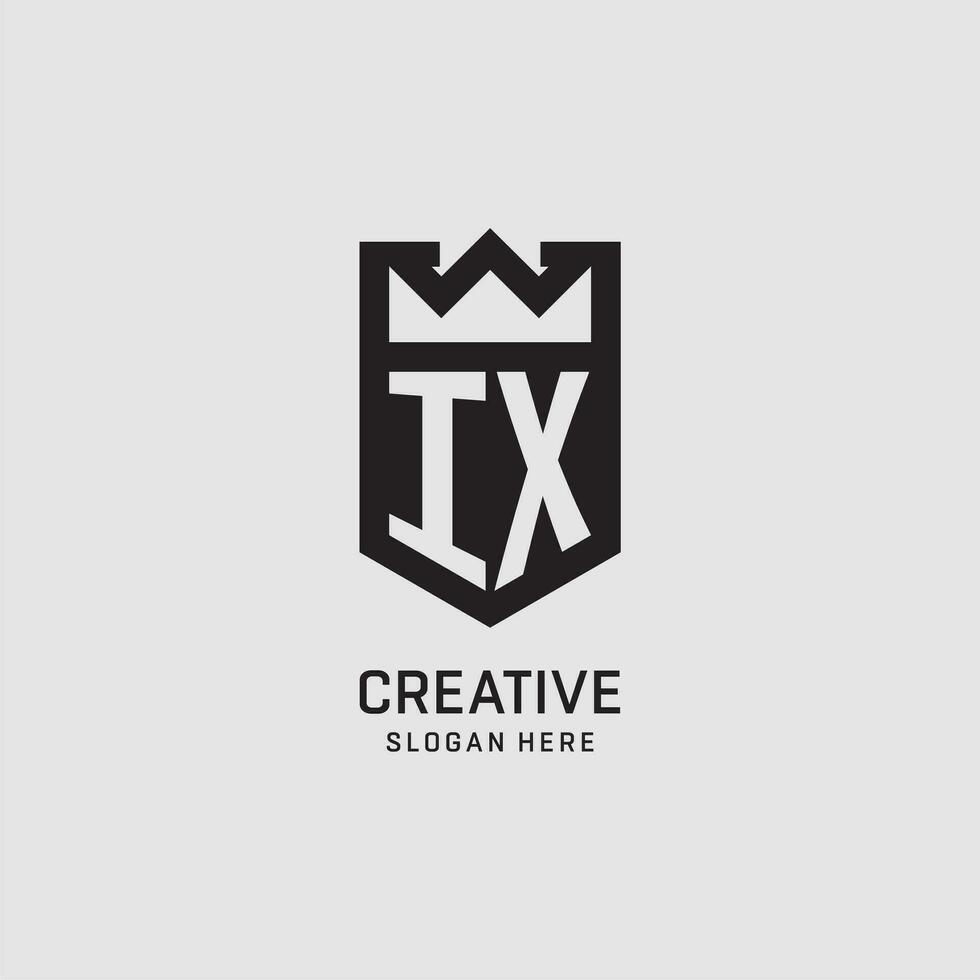 Initial IX logo shield shape, creative esport logo design vector