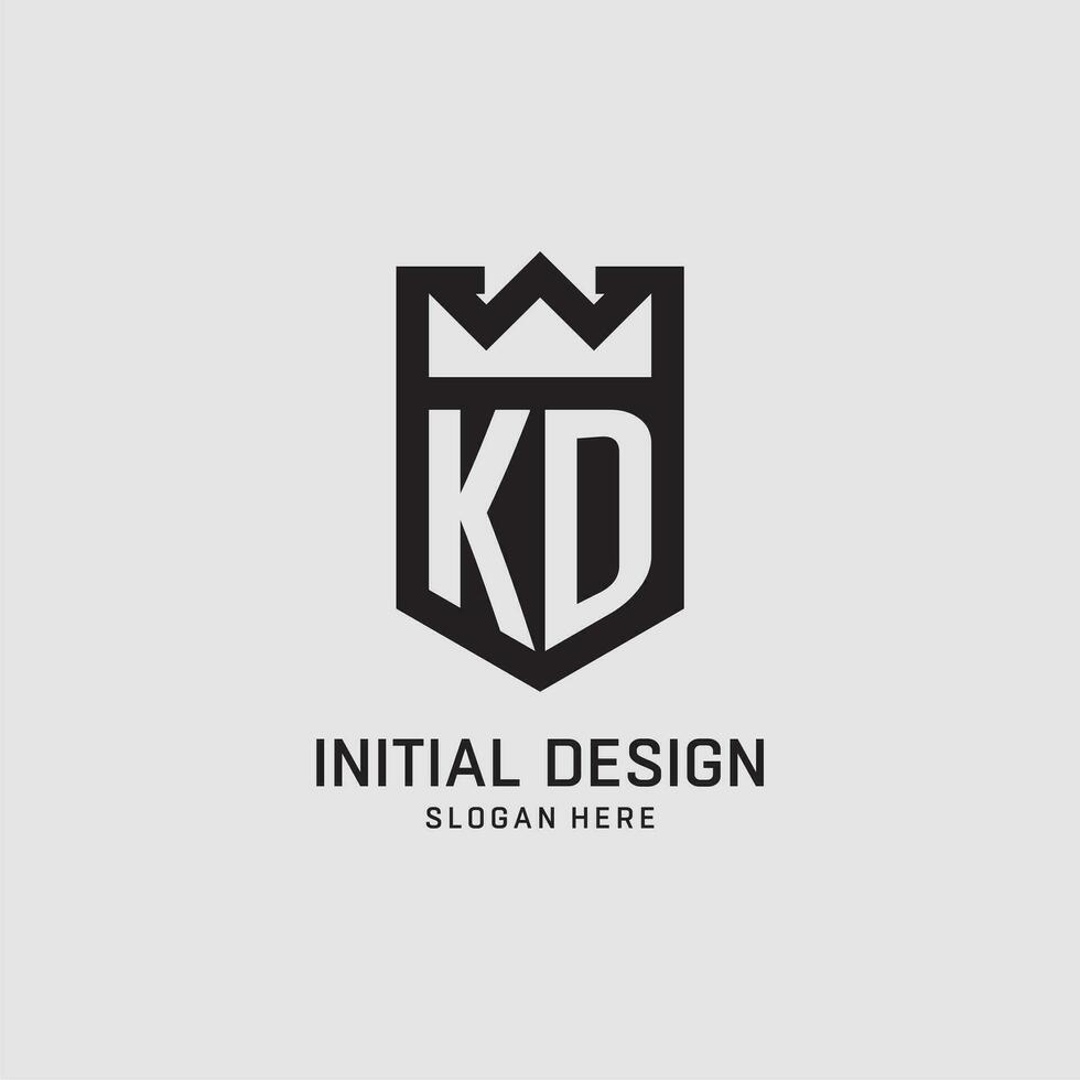 Initial KD logo shield shape, creative esport logo design vector