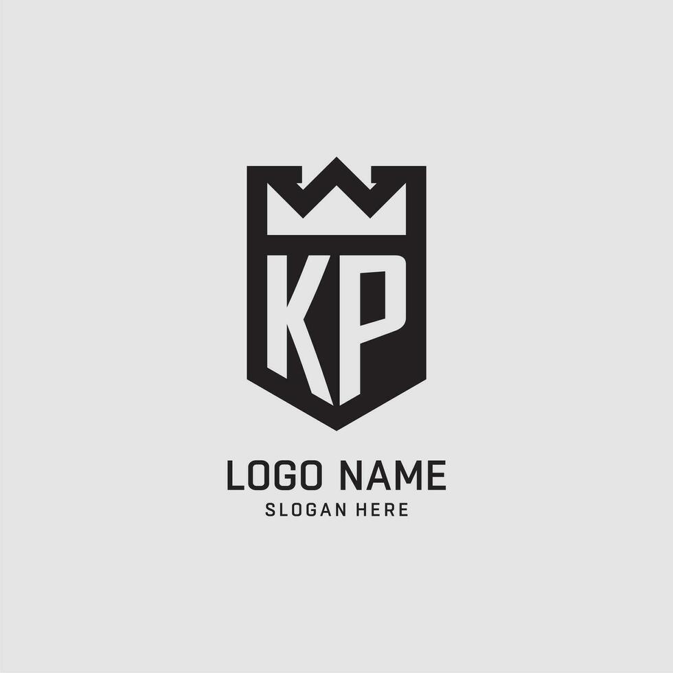 Initial KP logo shield shape, creative esport logo design vector