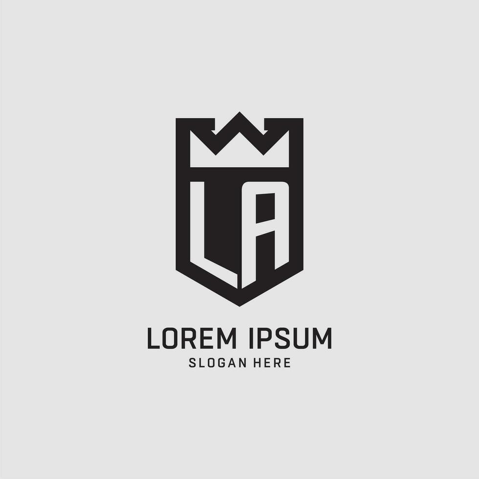 Initial LA logo shield shape, creative esport logo design vector