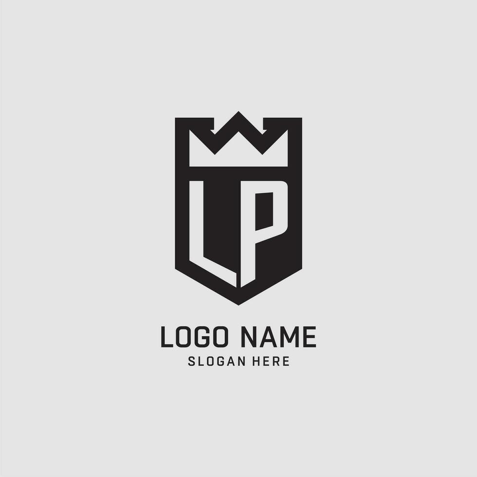 Initial LP logo shield shape, creative esport logo design vector