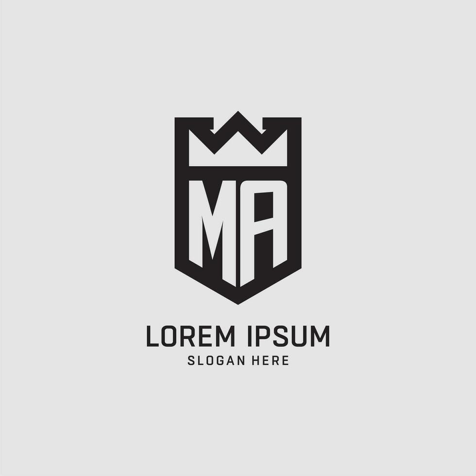 Initial MA logo shield shape, creative esport logo design vector