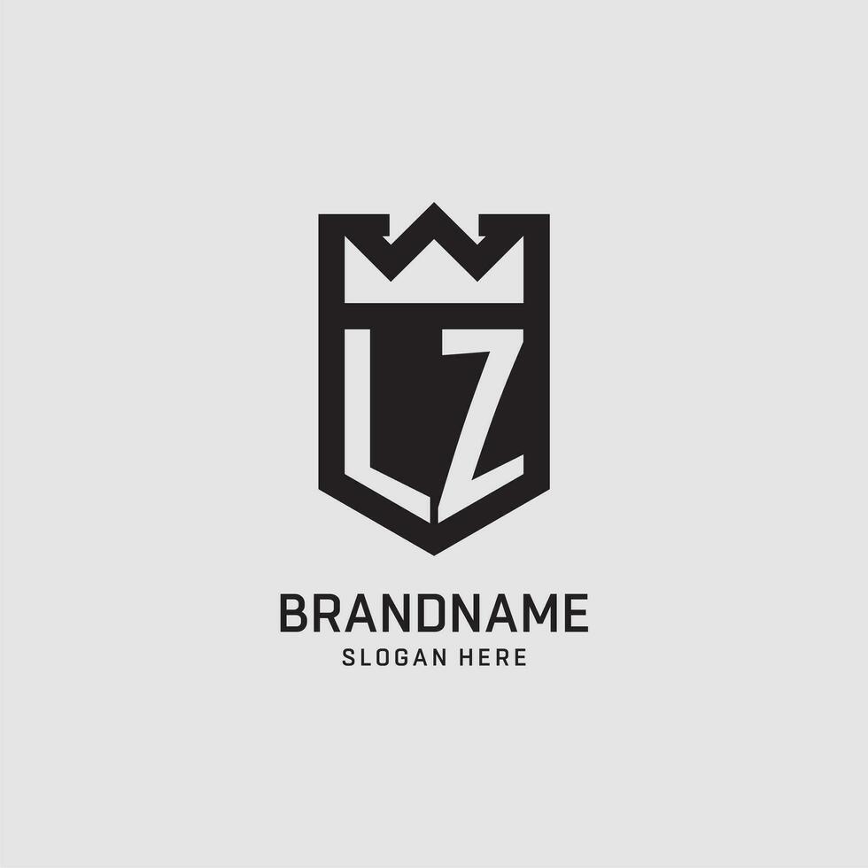 Initial LZ logo shield shape, creative esport logo design vector