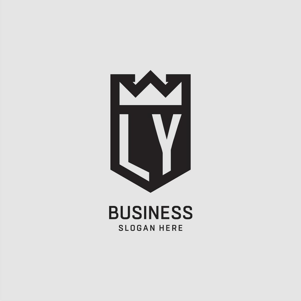 Initial LY logo shield shape, creative esport logo design vector