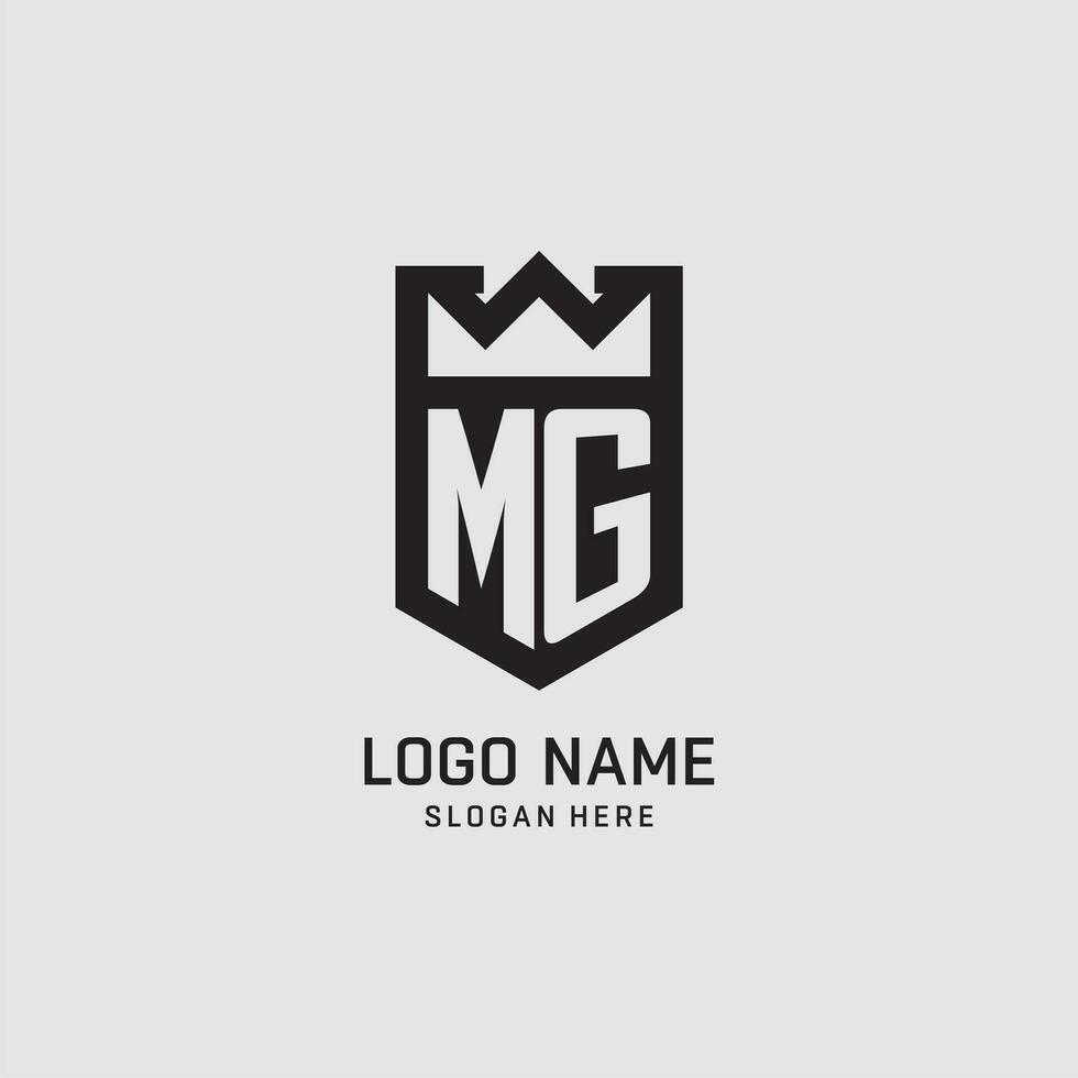 Initial MG logo shield shape, creative esport logo design vector