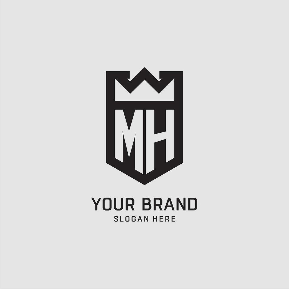 Initial MH logo shield shape, creative esport logo design vector