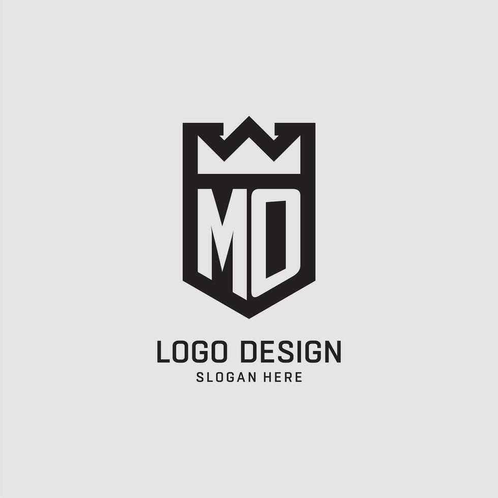 Initial MO logo shield shape, creative esport logo design vector