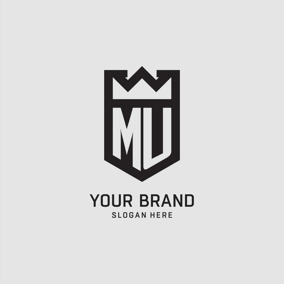 inicial mu logo proteger forma, creativo deporte logo diseño vector