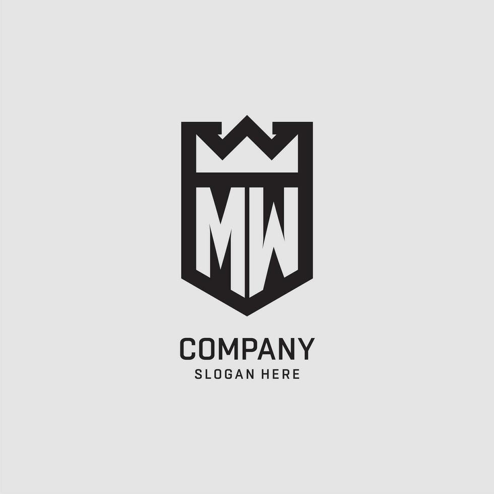 Initial MW logo shield shape, creative esport logo design vector