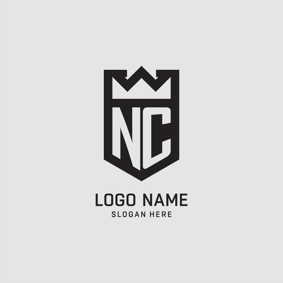 Initial NC logo shield shape, creative esport logo design vector