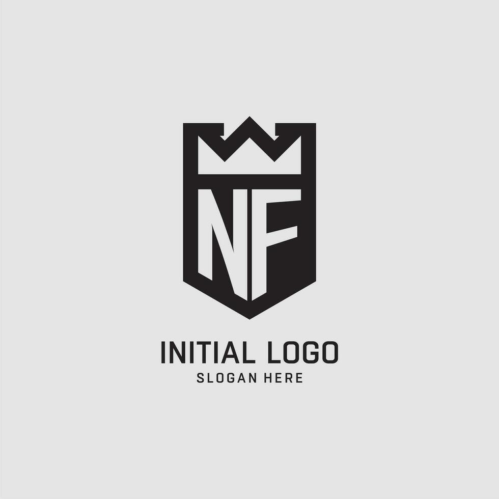 Initial NF logo shield shape, creative esport logo design vector