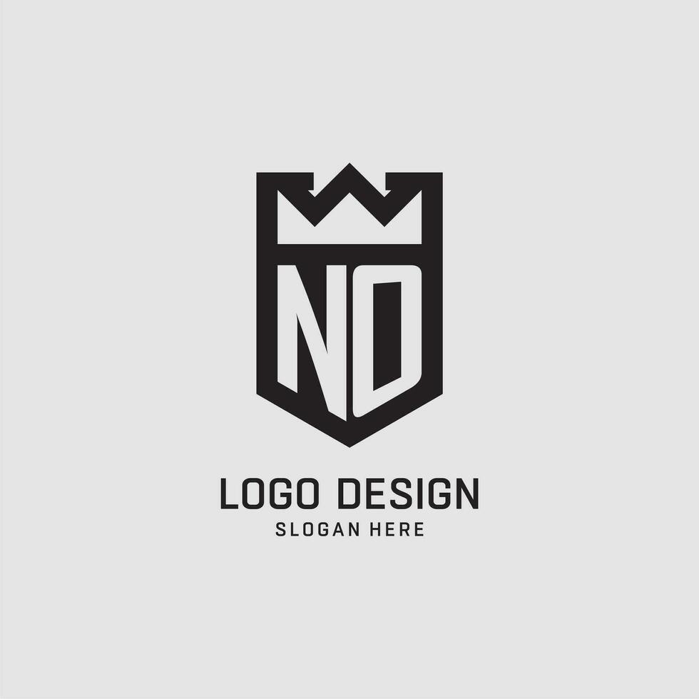 Initial NO logo shield shape, creative esport logo design vector