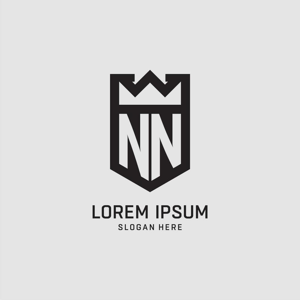 Initial NN logo shield shape, creative esport logo design vector