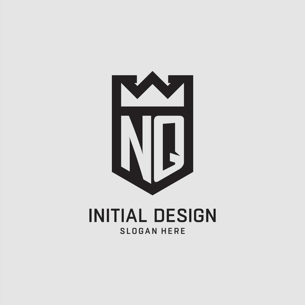 Initial NQ logo shield shape, creative esport logo design vector