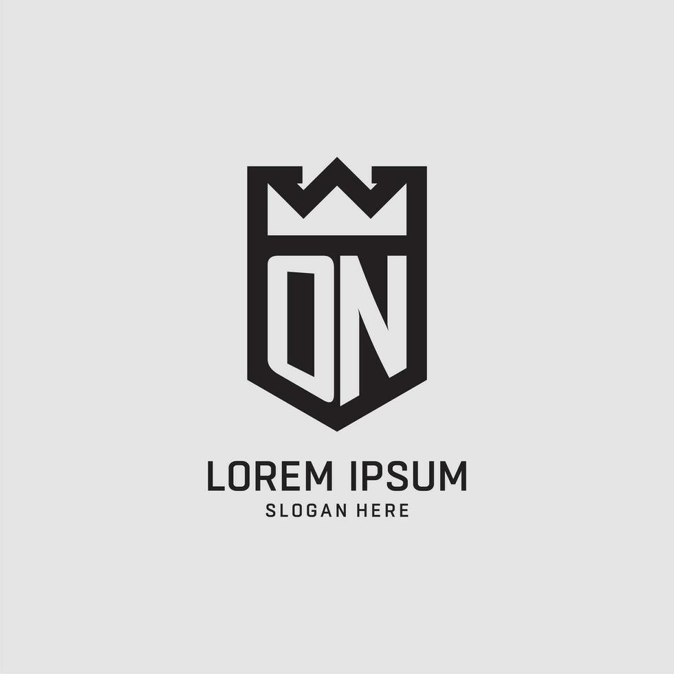 Initial ON logo shield shape, creative esport logo design vector