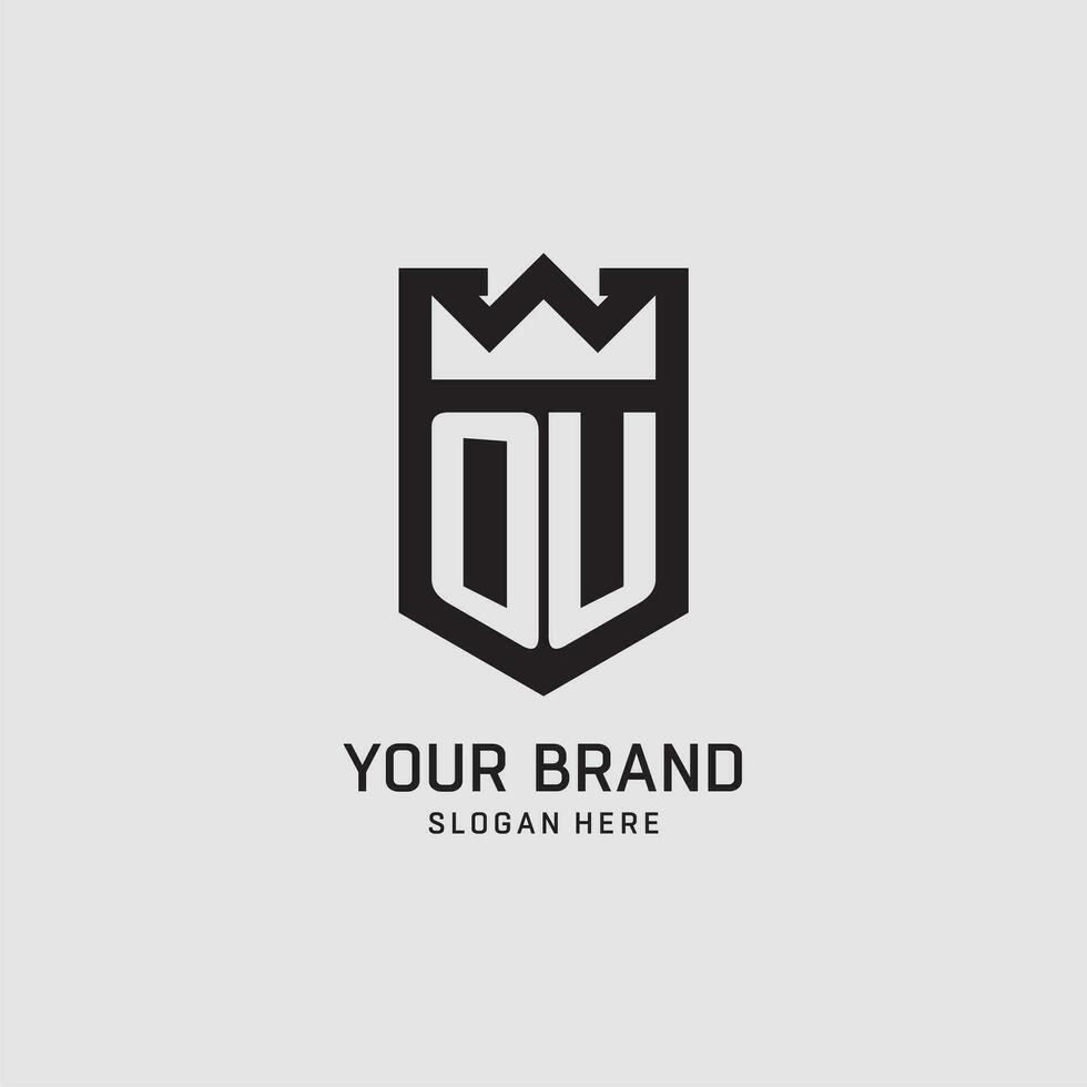 Initial OU logo shield shape, creative esport logo design vector