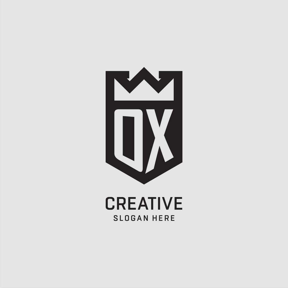 Initial OX logo shield shape, creative esport logo design vector