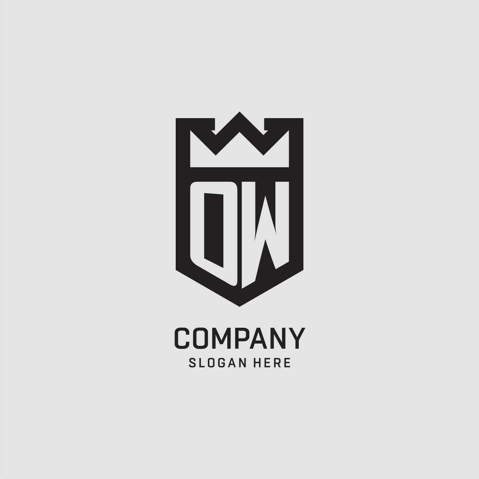 Initial OW logo shield shape, creative esport logo design vector