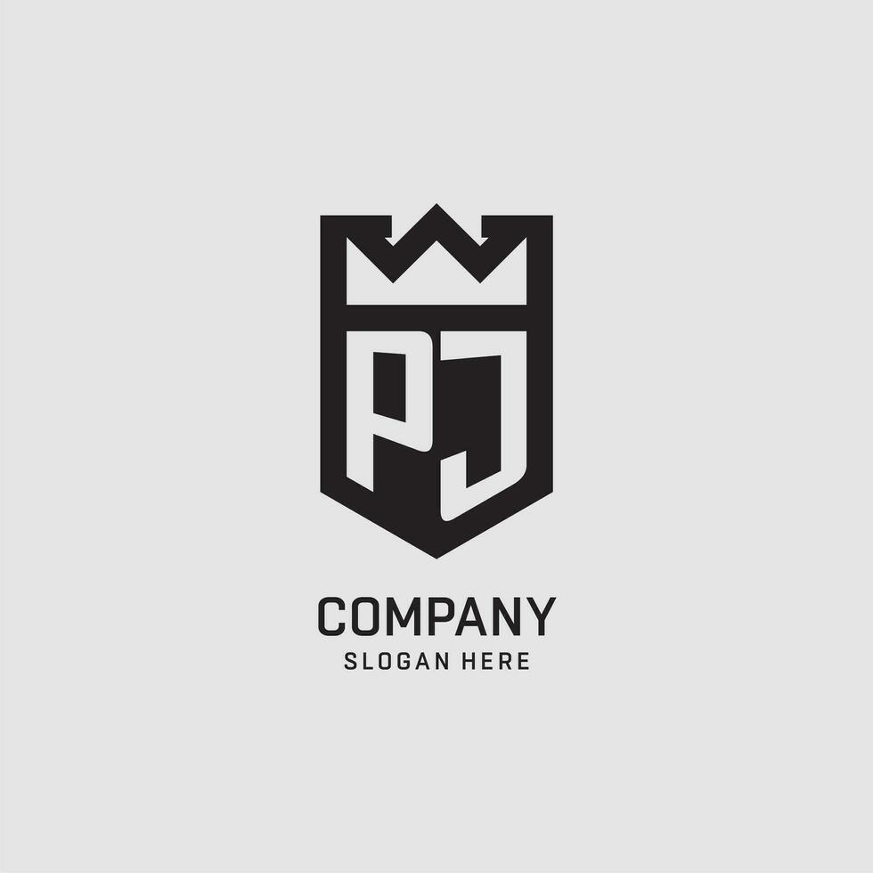 Initial PJ logo shield shape, creative esport logo design vector
