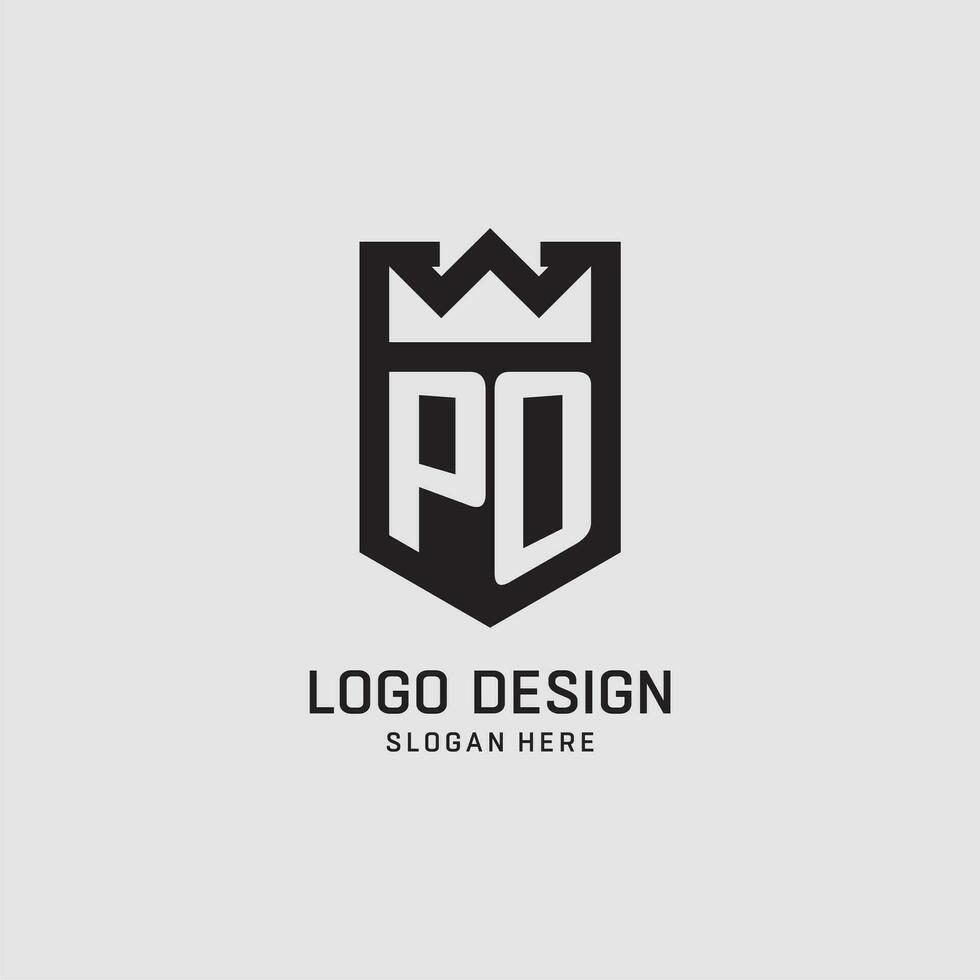 Initial PO logo shield shape, creative esport logo design vector