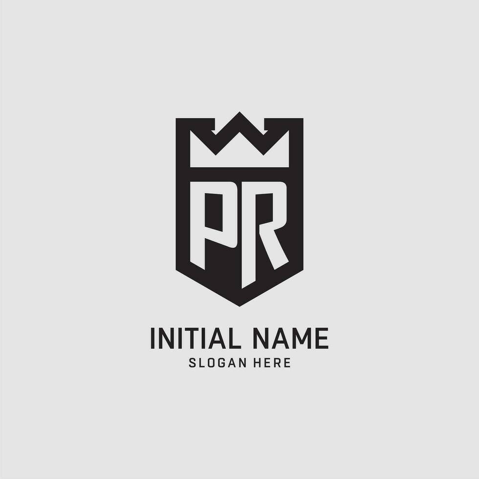 Initial PR logo shield shape, creative esport logo design vector
