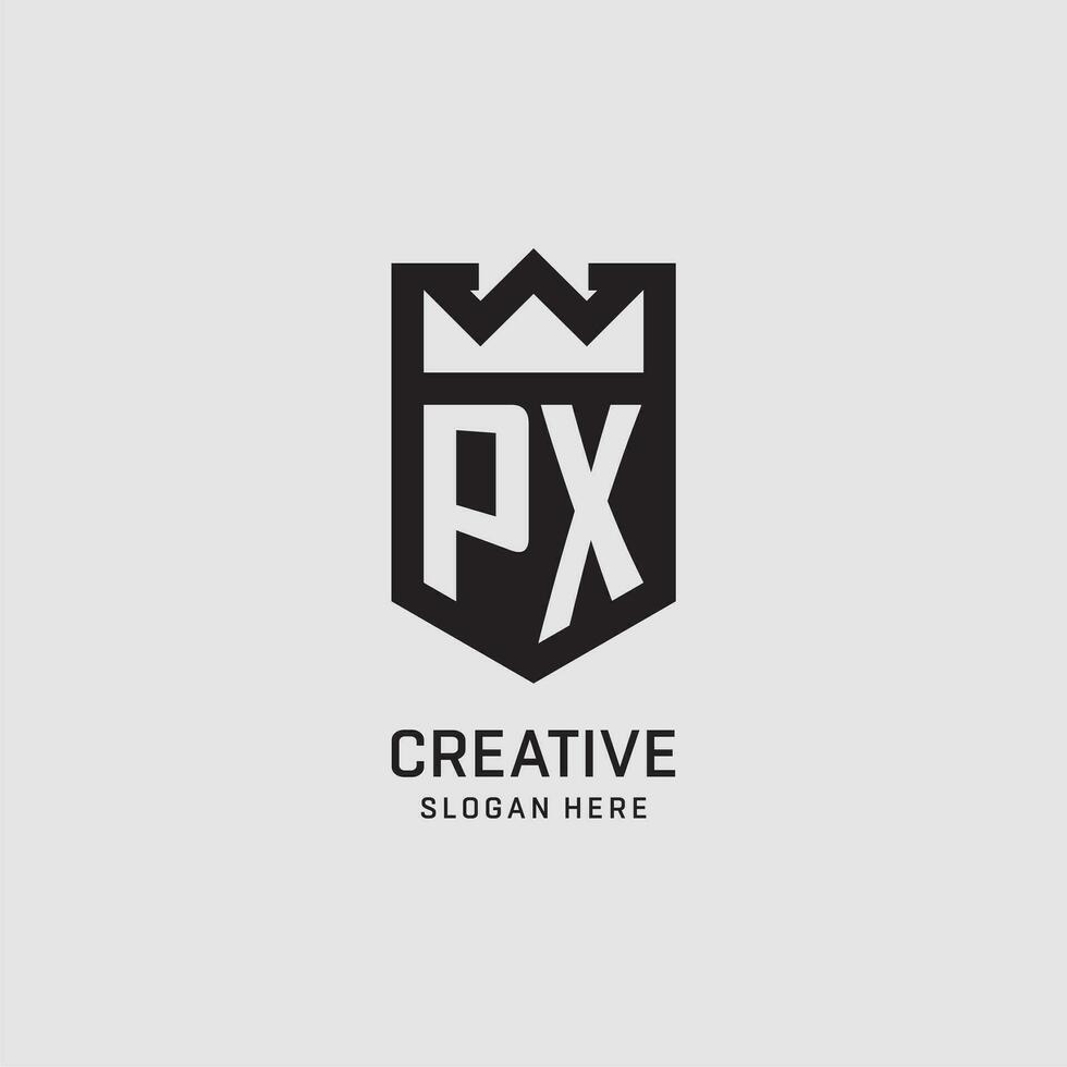 Initial PX logo shield shape, creative esport logo design vector